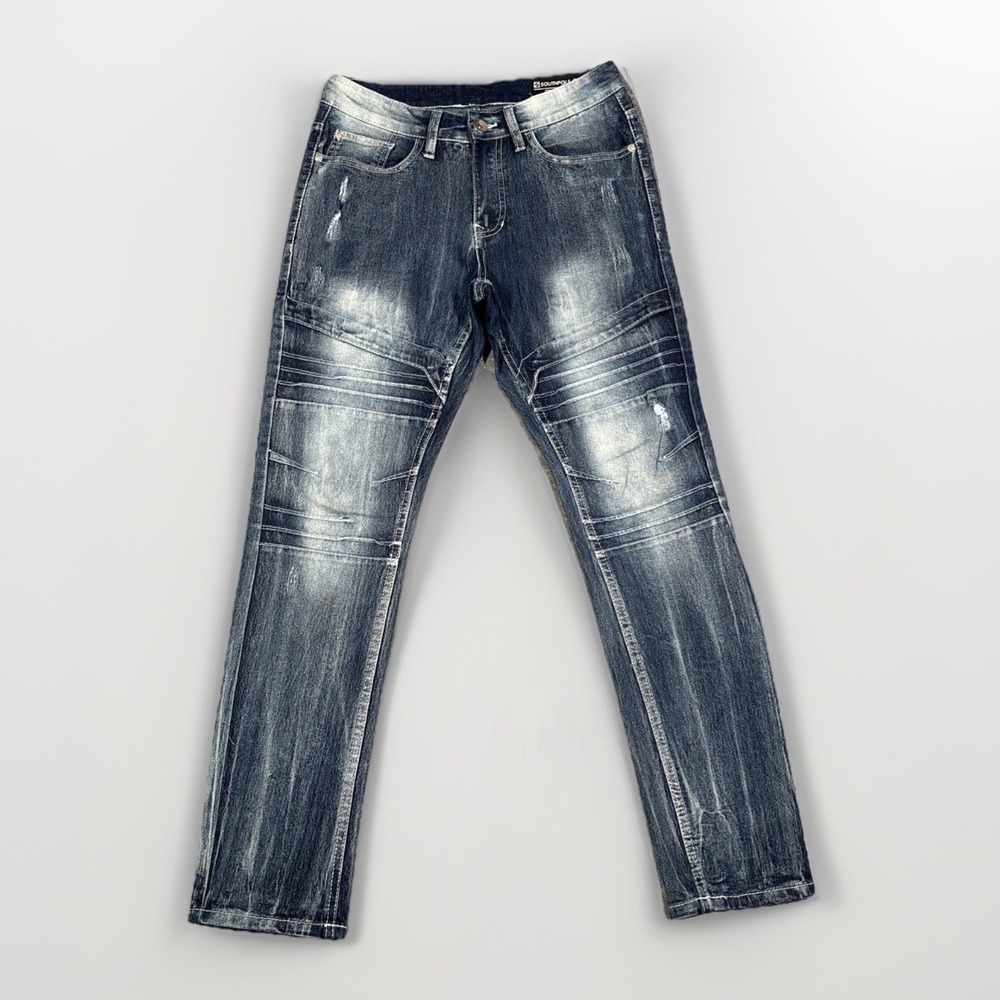 Southpole Skinny Jeans Mens 29x30 Dark Wash Moto Distressed Stretch Denim